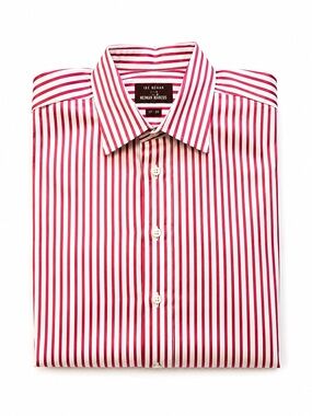Ike Behar For Neiman Marcus 100% Red Striped Dress Shirt EUC 17 - 33